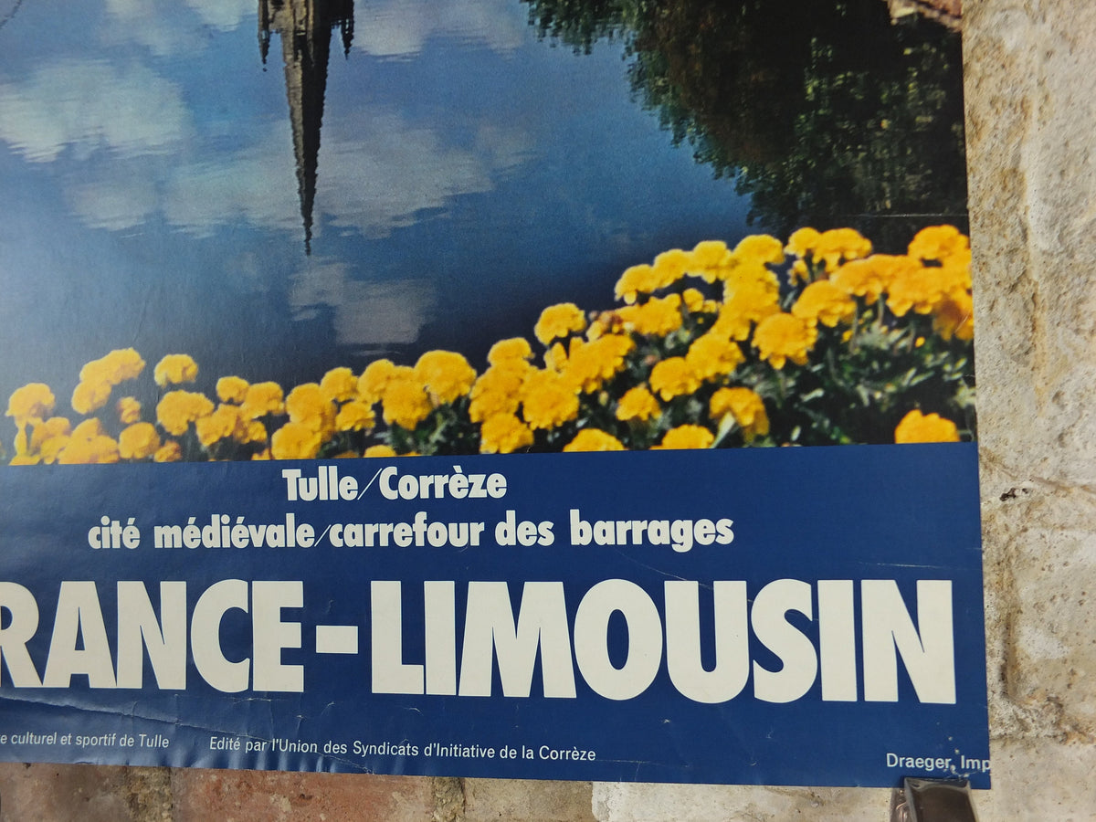 1960s Tulle Corrèze Poster, Limousin, France, Medieval City, travel wall art decor
