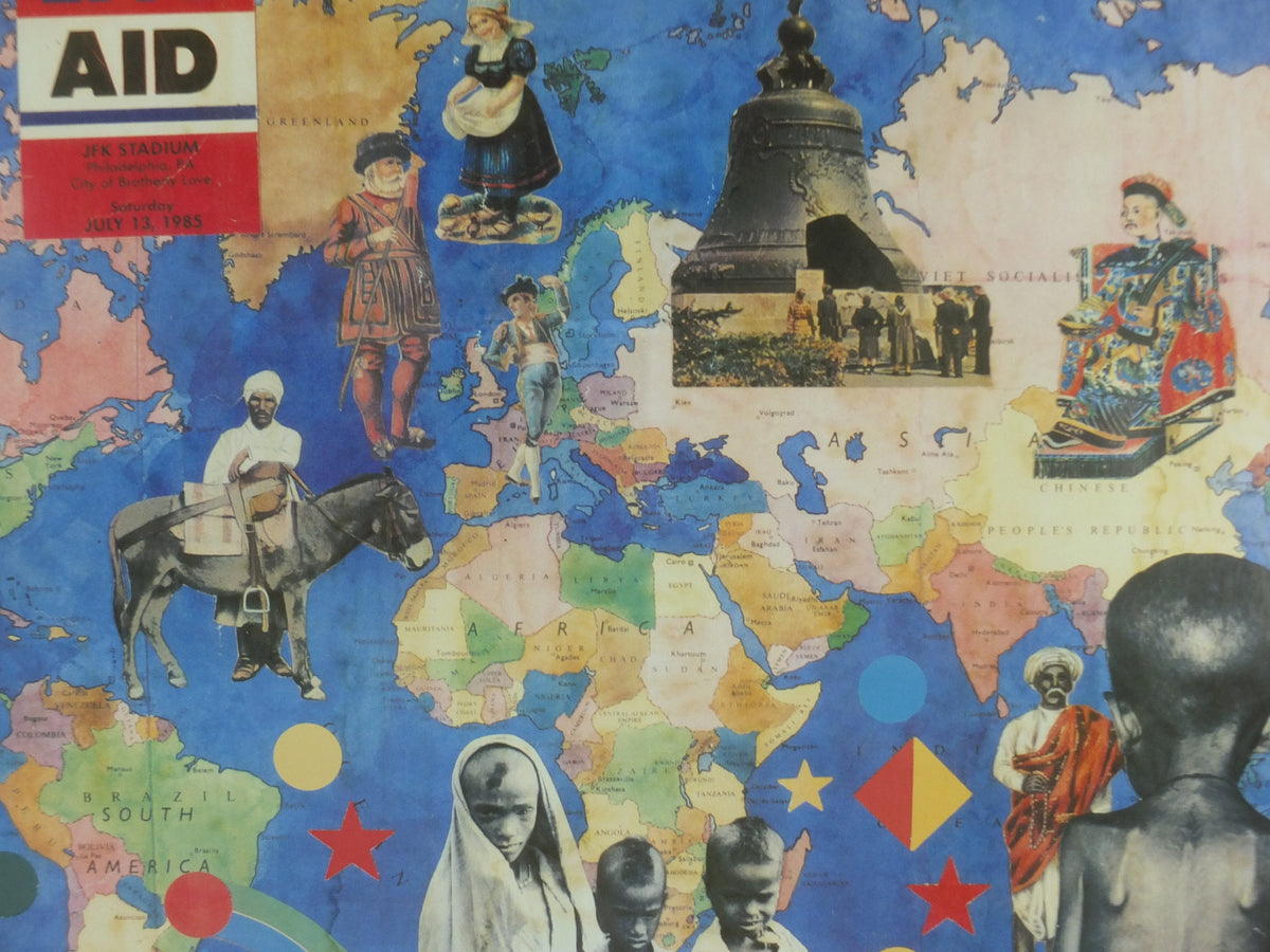 1985 Original Live Aid Poster, The Global Juke Box by Peter Blake, Wembley Stadium, John F. Kennedy Stadium, July 13th 1985, wall art decor
