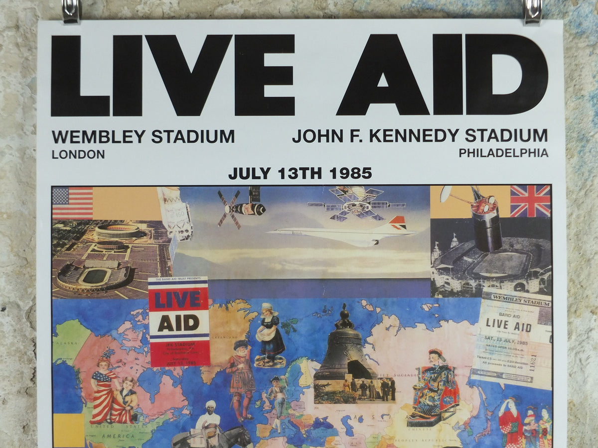 1985 Original Live Aid Poster, The Global Juke Box by Peter Blake, Wembley Stadium, John F. Kennedy Stadium, July 13th 1985, wall art decor