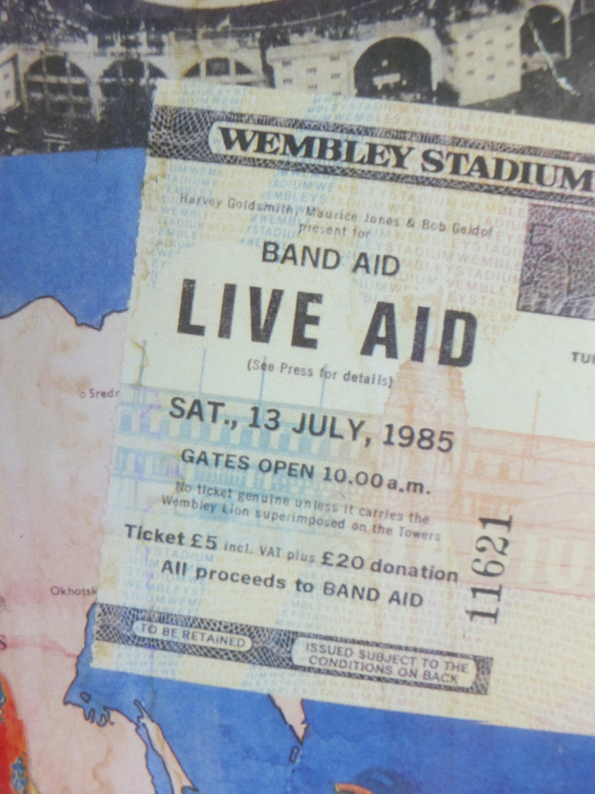 1985 Original Live Aid Poster, The Global Juke Box by Peter Blake, Wembley Stadium, John F. Kennedy Stadium, July 13th 1985, wall art decor