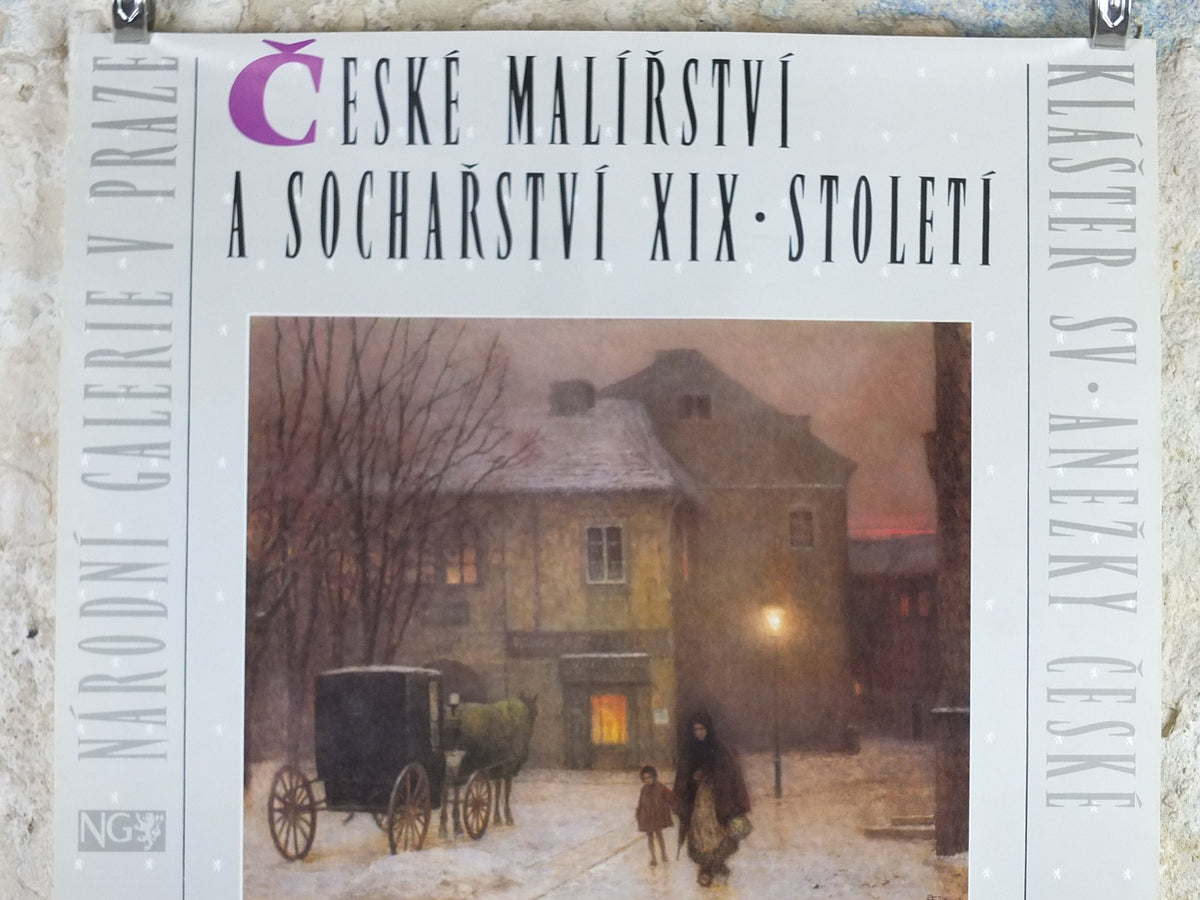 1970s Jakub Schikander Poster, A Winter Evening in Town, National Gallery Prague, Czech, gallery exhibition, wall art decor