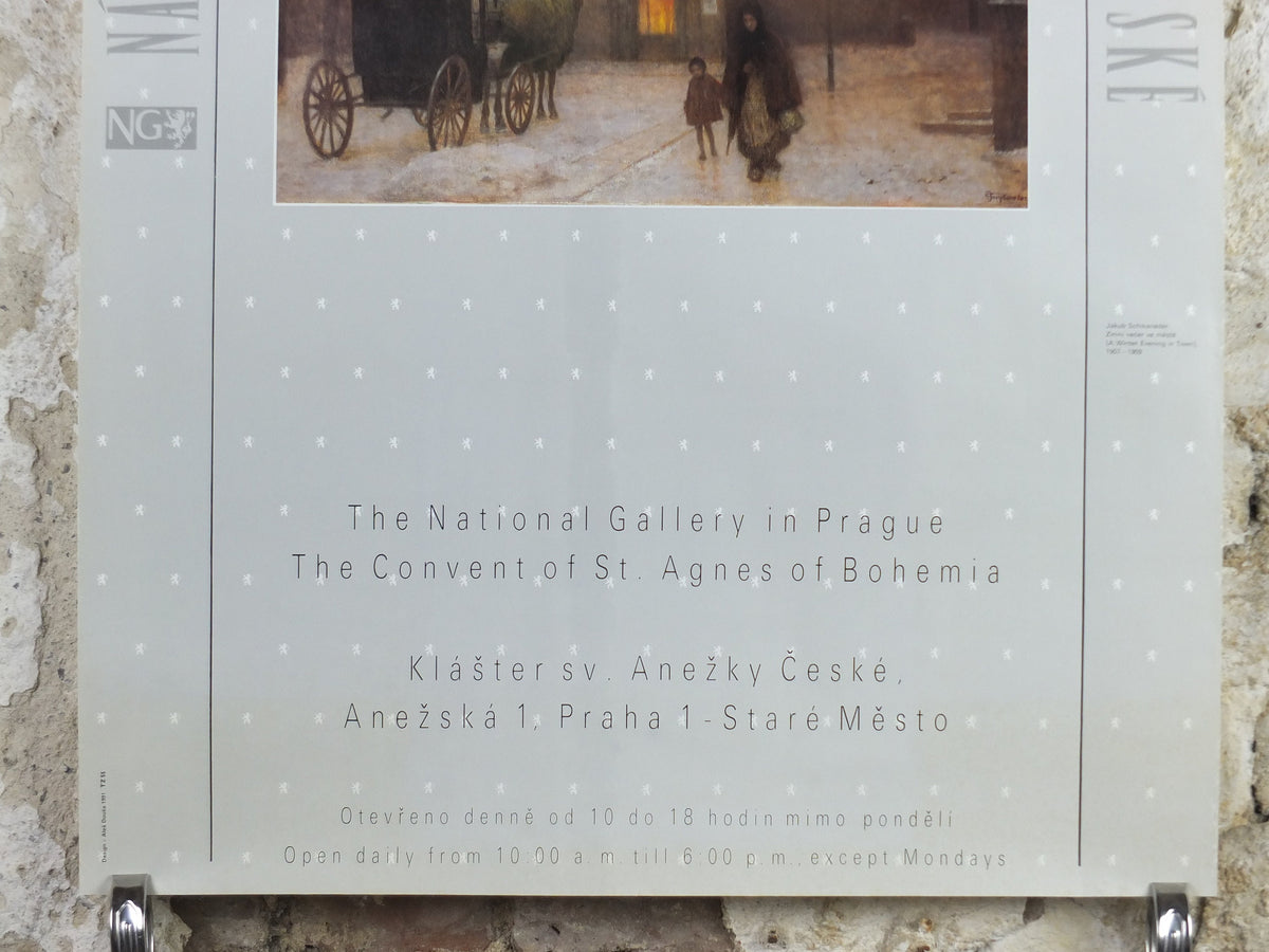 1970s Jakub Schikander Poster, A Winter Evening in Town, National Gallery Prague, Czech, gallery exhibition, wall art decor