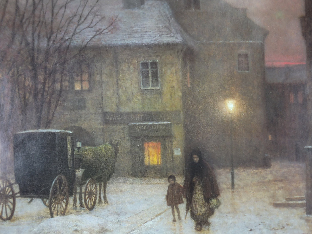1970s Jakub Schikander Poster, A Winter Evening in Town, National Gallery Prague, Czech, gallery exhibition, wall art decor