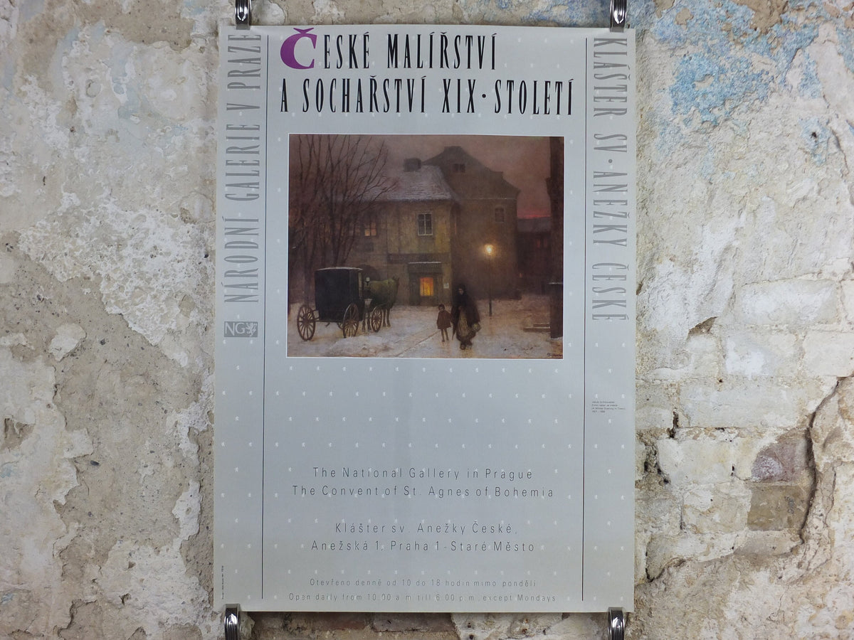 1970s Jakub Schikander Poster, A Winter Evening in Town, National Gallery Prague, Czech, gallery exhibition, wall art decor