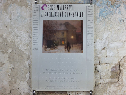 1970s Jakub Schikander Poster, A Winter Evening in Town, National Gallery Prague, Czech, gallery exhibition, wall art decor