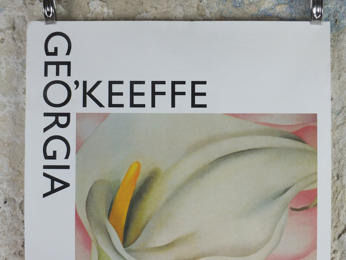2002 Georgia O'Keeffe Poster, Two Calla lilies on Pink 1928, American modernism, Precisionism, gallery exhibition wall art decor