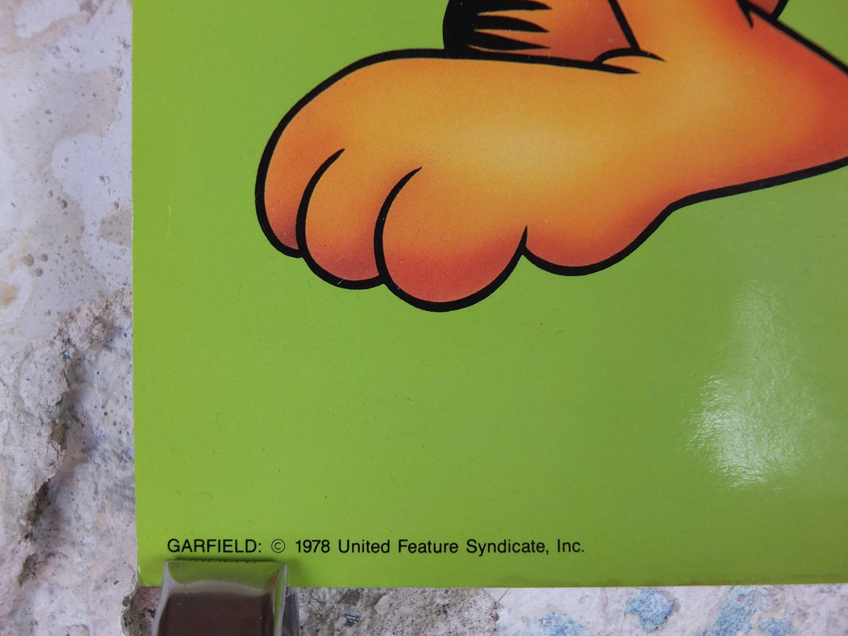 1978 Garfield Poster, Garfield with a Mirror, by Jim Davis, colourful print wall art retro decor