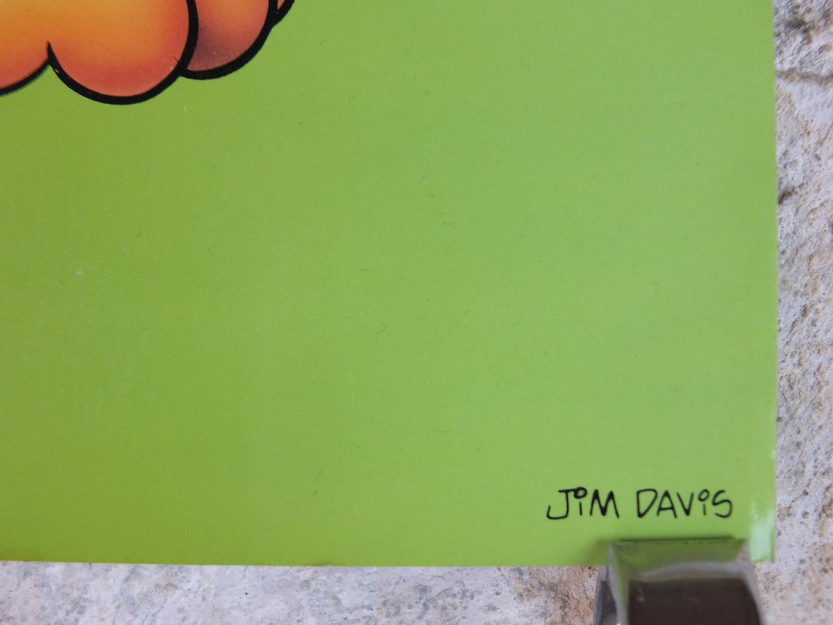 1978 Garfield Poster, Garfield with a Mirror, by Jim Davis, colourful print wall art retro decor