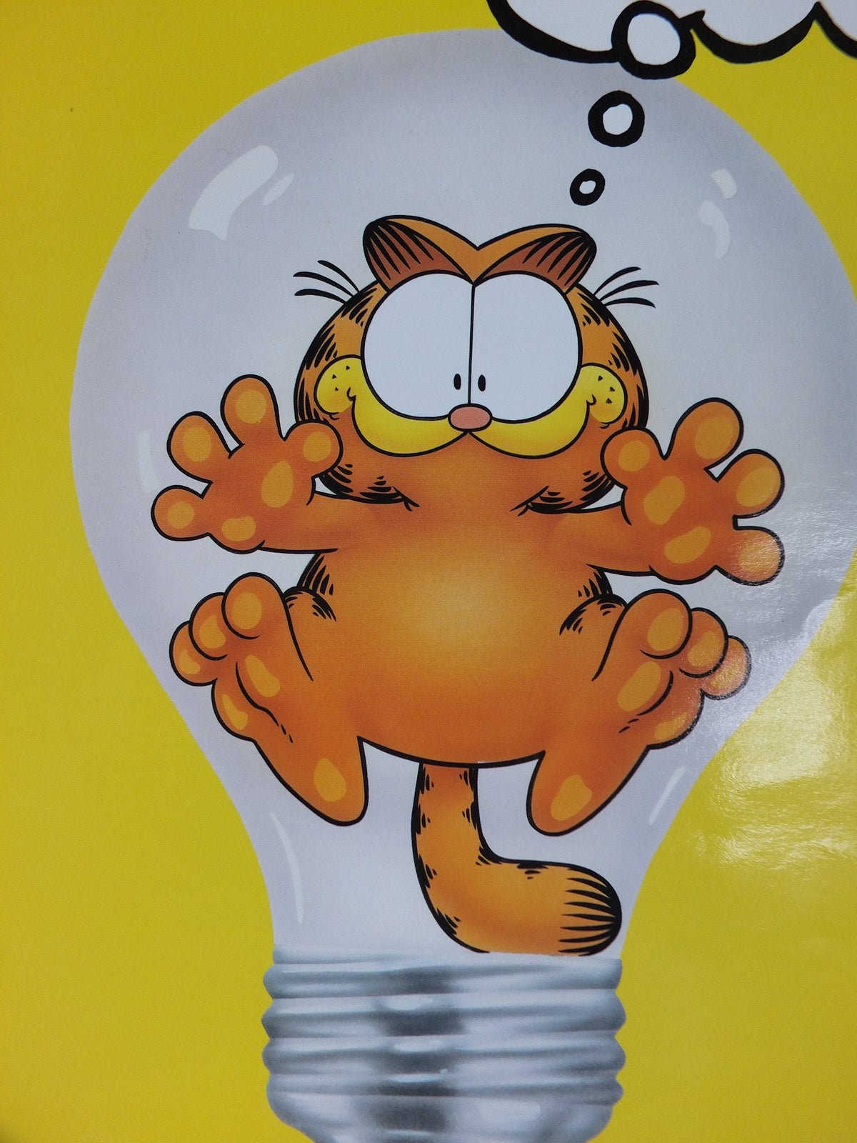 1978 Garfield Poster, Garfield in a lightbulb, by Jim Davis, colourful print wall art retro decor