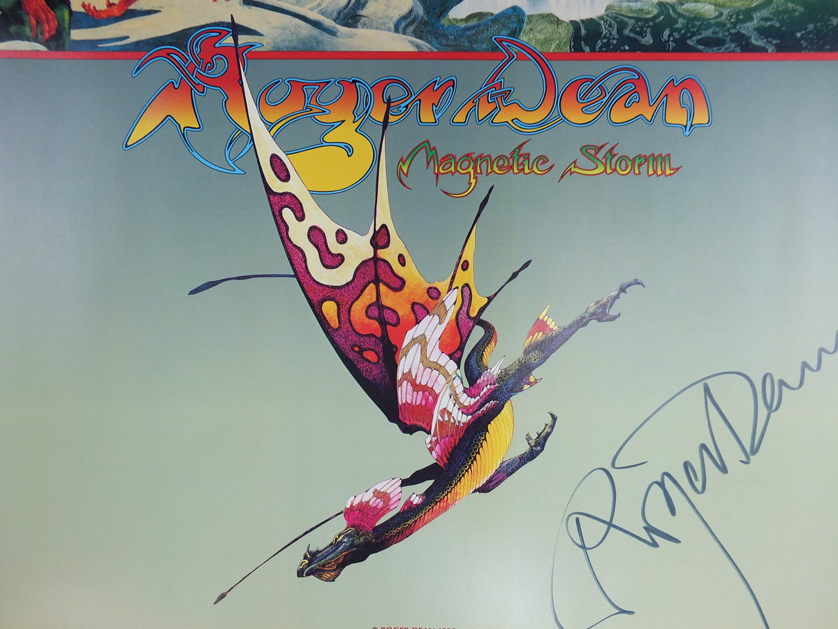 1998 Signed Roger Dean Poster, Dragon Con 1998, Magnetic Storm, fantasy wall art decor