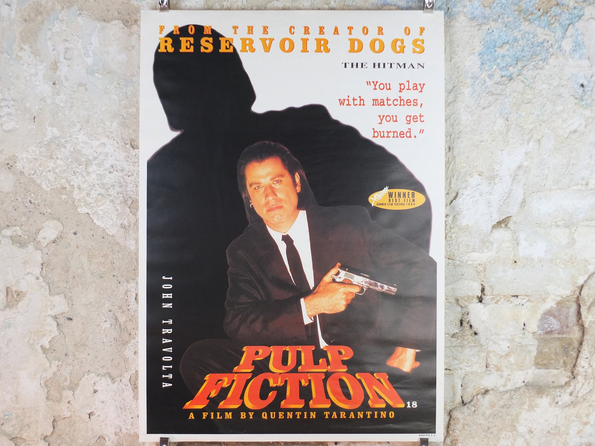 1994 Pulp Fiction Movie Poster, John Travolta, Vincent Vega, the Hitman, wall art cinema film memorabilia decor