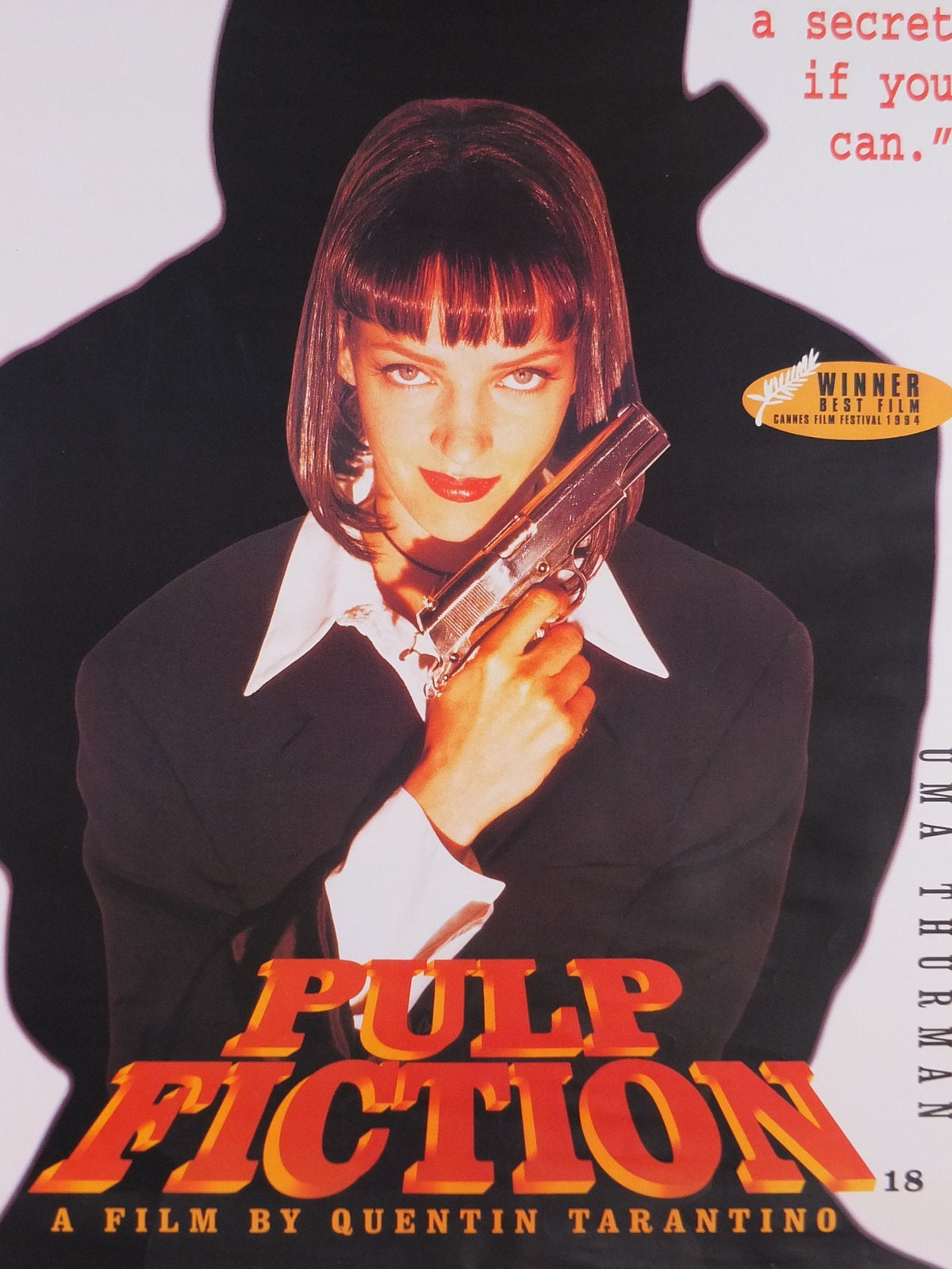1994 Pulp Fiction Movie Poster, Uma Thurman as Mia Wallace the big man's wife, wall art cinema film memorabilia decor