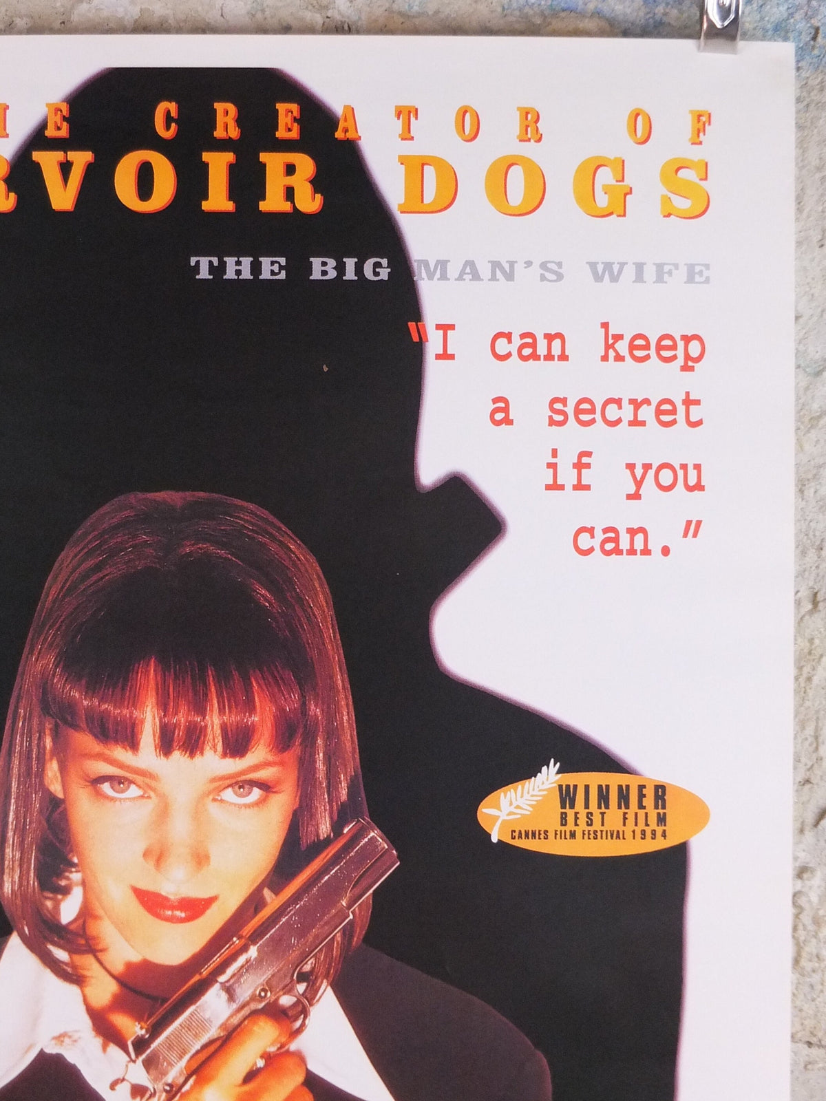 1994 Pulp Fiction Movie Poster, Uma Thurman as Mia Wallace the big man's wife, wall art cinema film memorabilia decor
