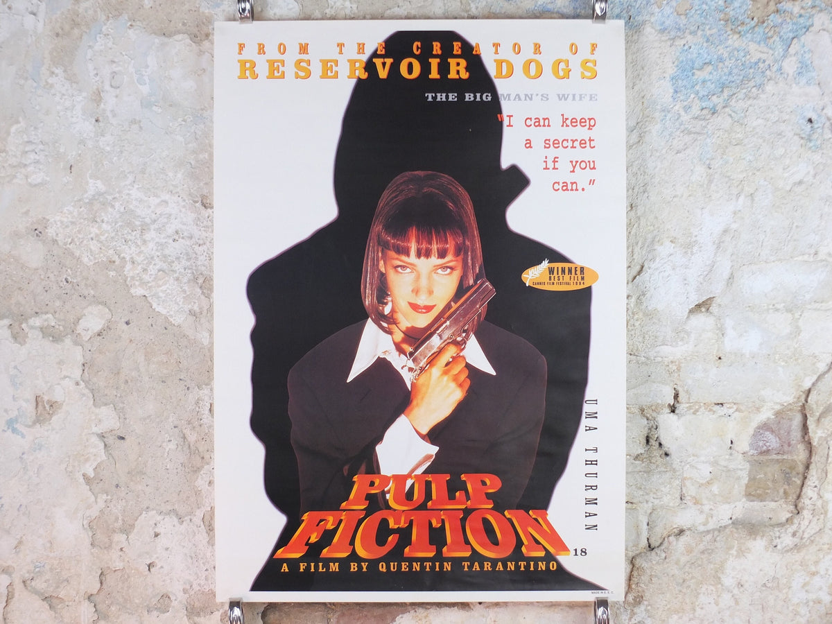 1994 Pulp Fiction Movie Poster, Uma Thurman as Mia Wallace the big man's wife, wall art cinema film memorabilia decor