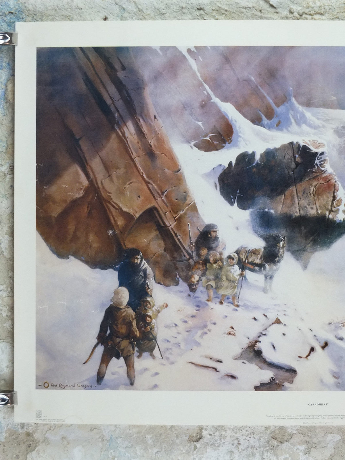 Signed 1982 Caradhras Poster, from the Tolkien Society, by Paul Raymond Gregory, Misty Mountains, Lord of the Rings, Moria, wall art decor