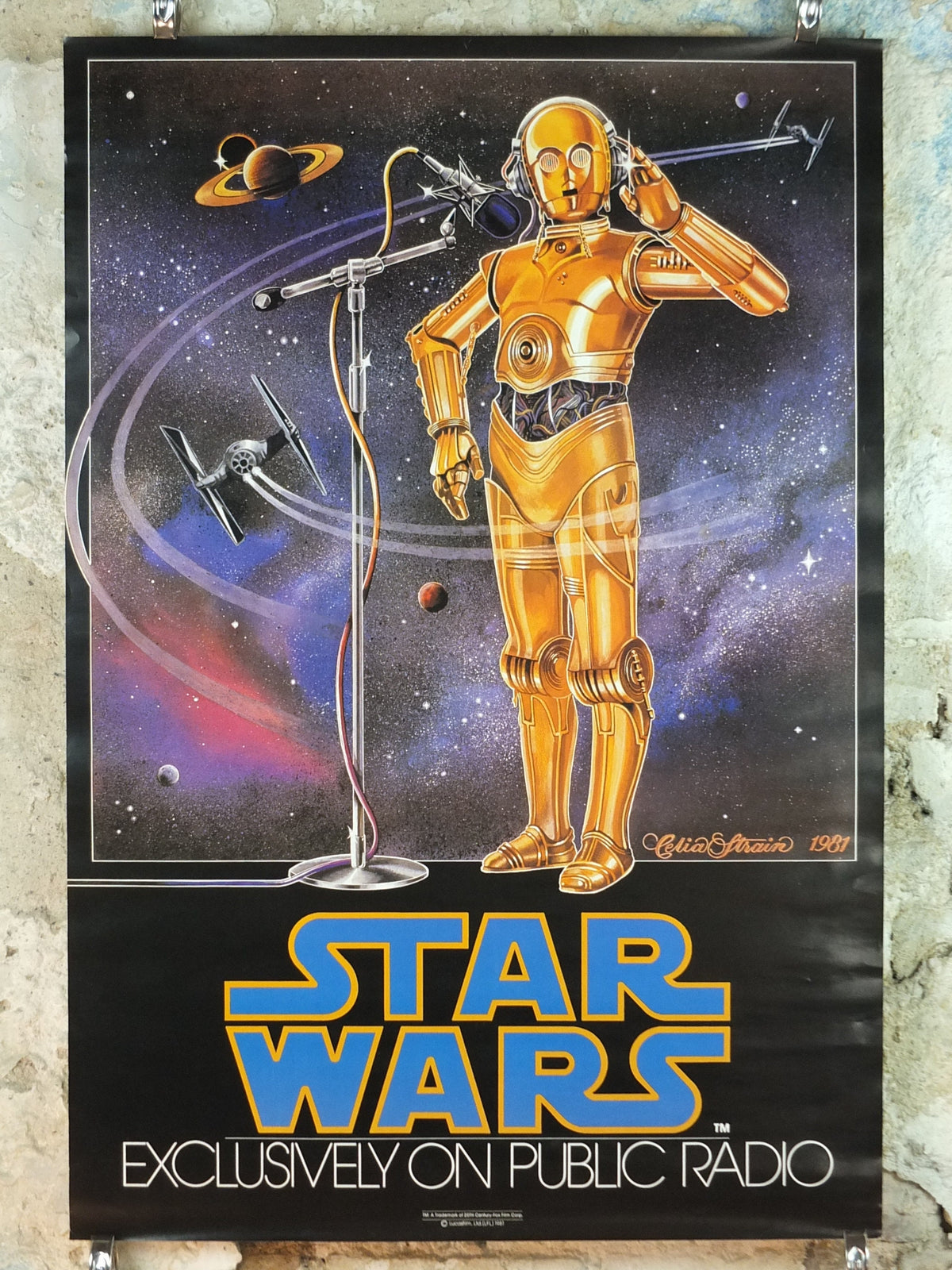 1981 Star Wars Radio Poster, C-3PO See-Threepio by Celia Strain, Lucasfilm, wall art cinema film memorabilia
