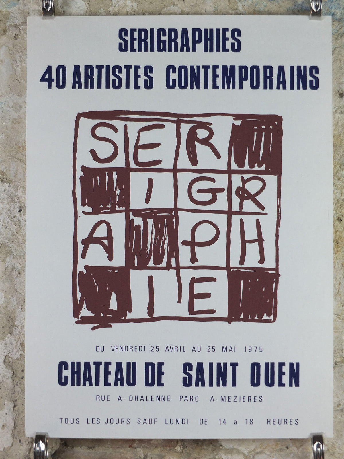 1975 French Screenprints Poster, serigraphies, collection of 40 artists at Chateau de Saint Ouen, wall art decor