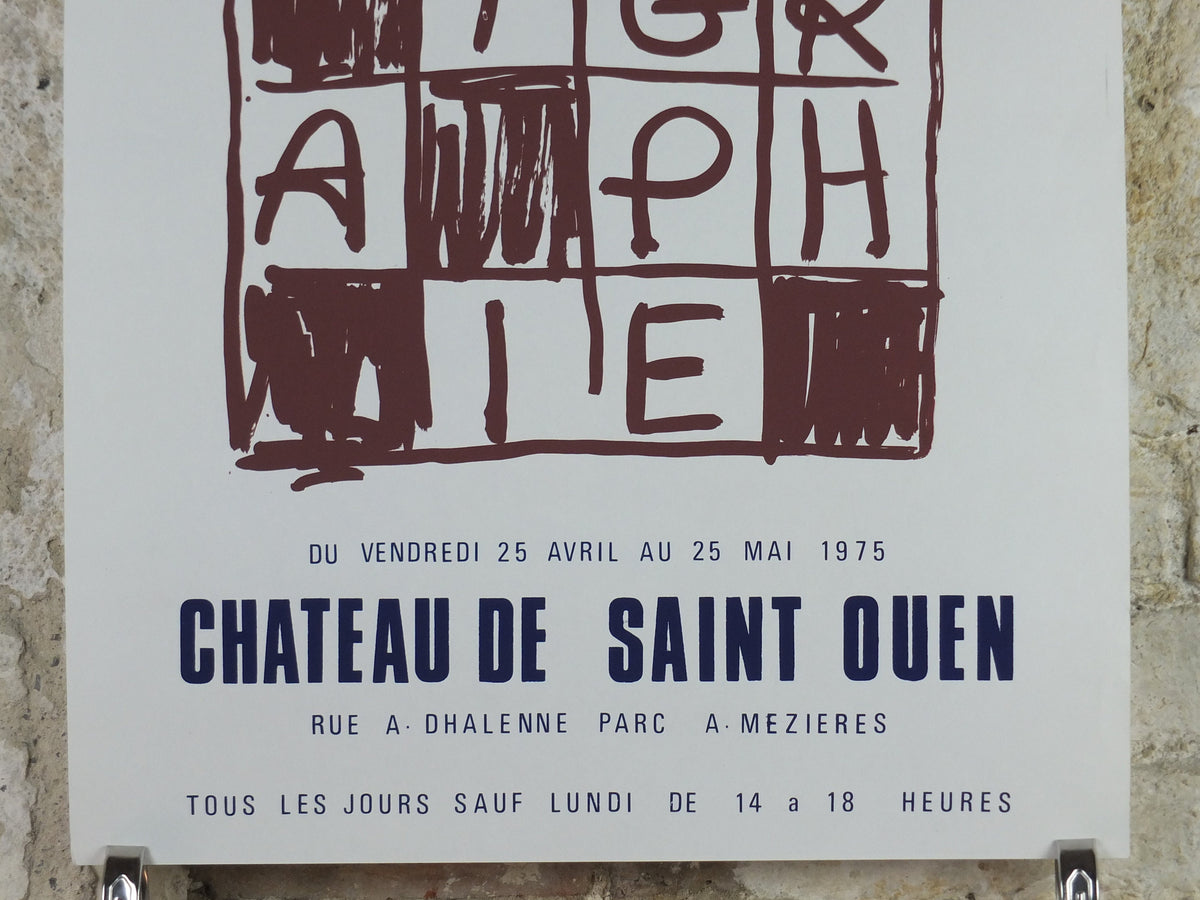 1975 French Screenprints Poster, serigraphies, collection of 40 artists at Chateau de Saint Ouen, wall art decor