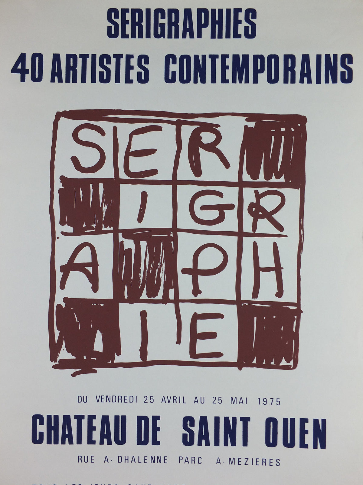 1975 French Screenprints Poster, serigraphies, collection of 40 artists at Chateau de Saint Ouen, wall art decor