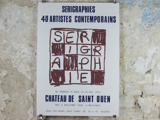 1975 French Screenprints Poster, serigraphies, collection of 40 artists at Chateau de Saint Ouen, wall art decor