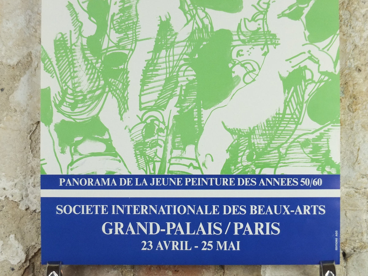 1980 French Artists Salon Poster, naive horse art at the Grand Palais, Paris, artist gallery exhibition, wall art decor