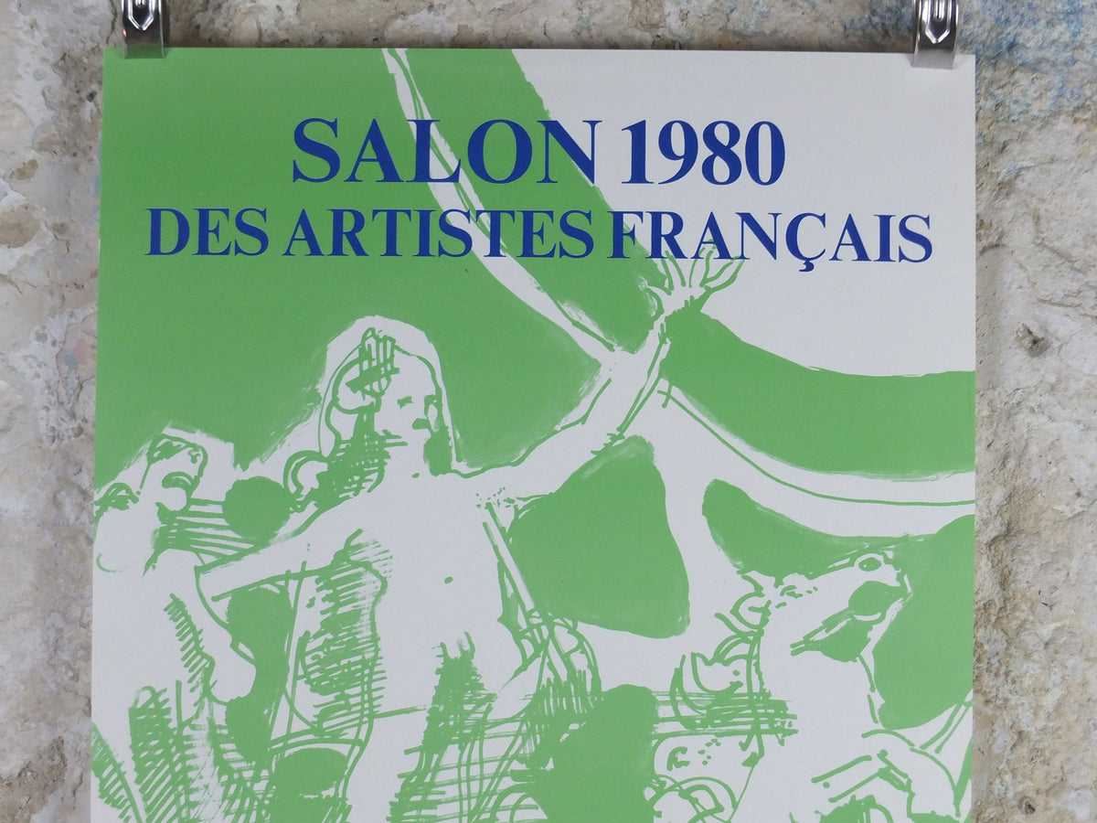 1980 French Artists Salon Poster, naive horse art at the Grand Palais, Paris, artist gallery exhibition, wall art decor