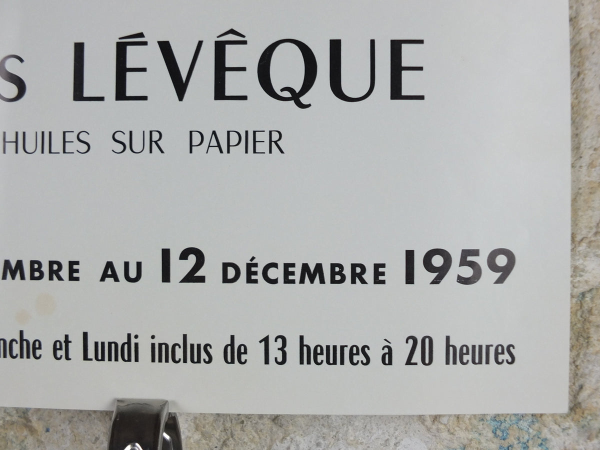 1959 Yves Lévêque Poster, naive art, fruit on a table, oils on paper, artist gallery exhibition, wall art decor