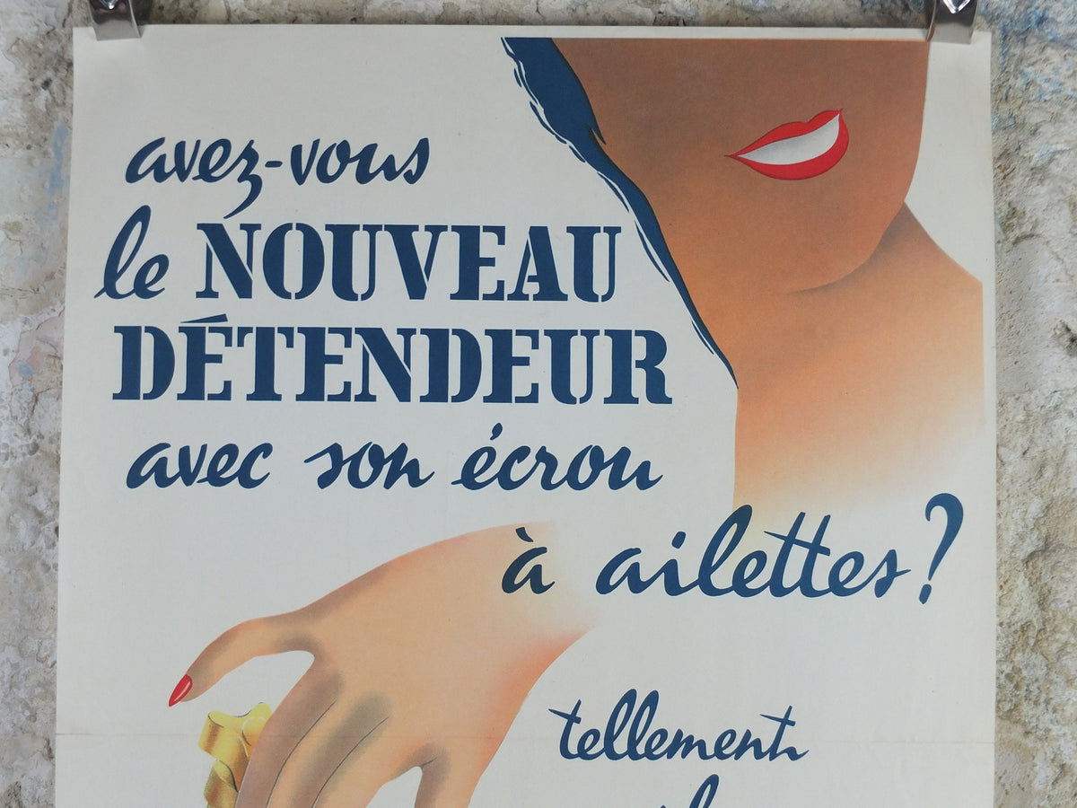 1956 Primagaz Poster, she smiles, original French gas heating advertising, home heating, industrial art, wall retro decor