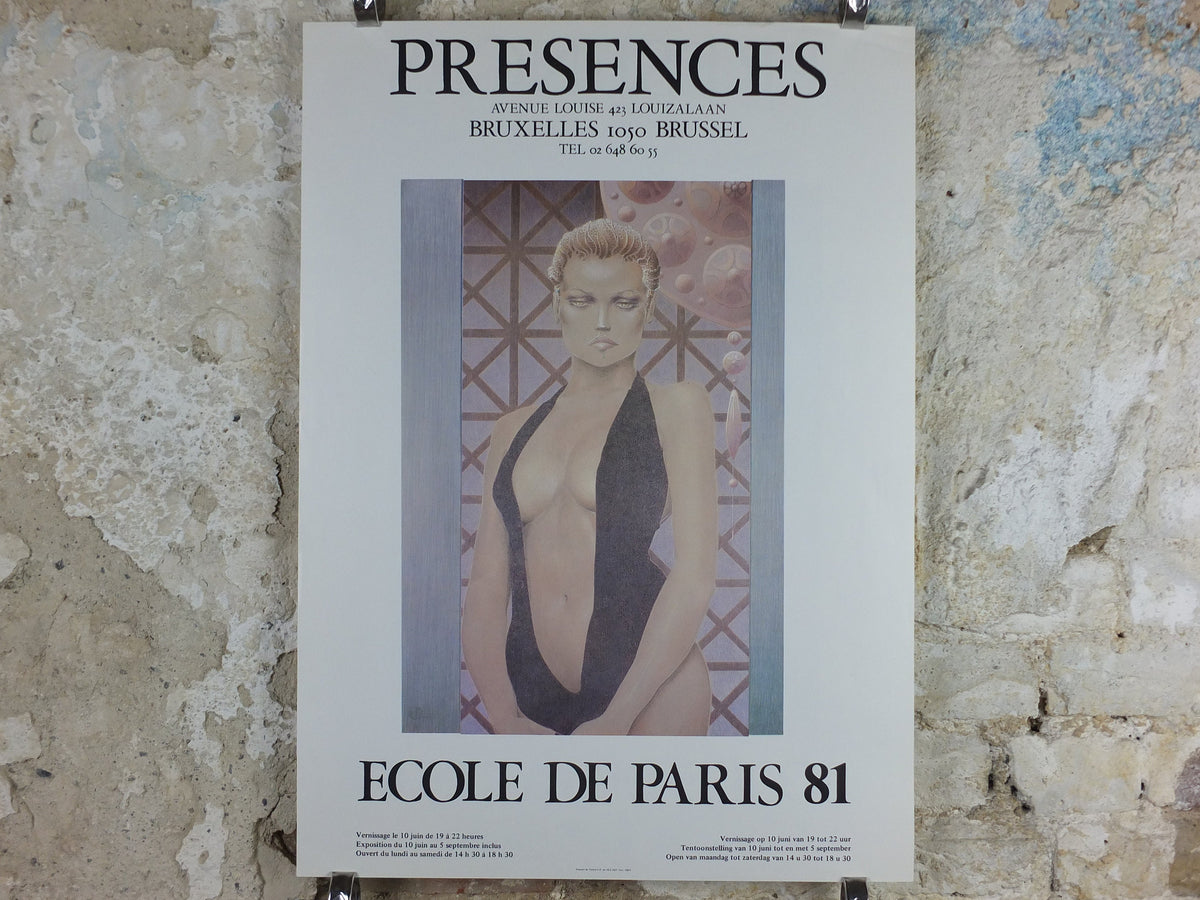 1981 School of Paris Poster, a double sided poster showing a bold powerful woman, Ecole de Paris, gallery exhibition, wall art decor