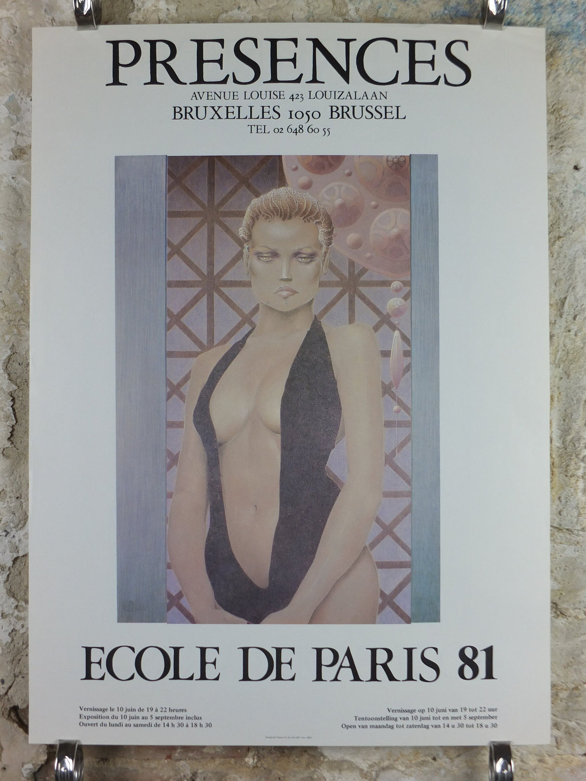 1981 School of Paris Poster, a double sided poster showing a bold powerful woman, Ecole de Paris, gallery exhibition, wall art decor