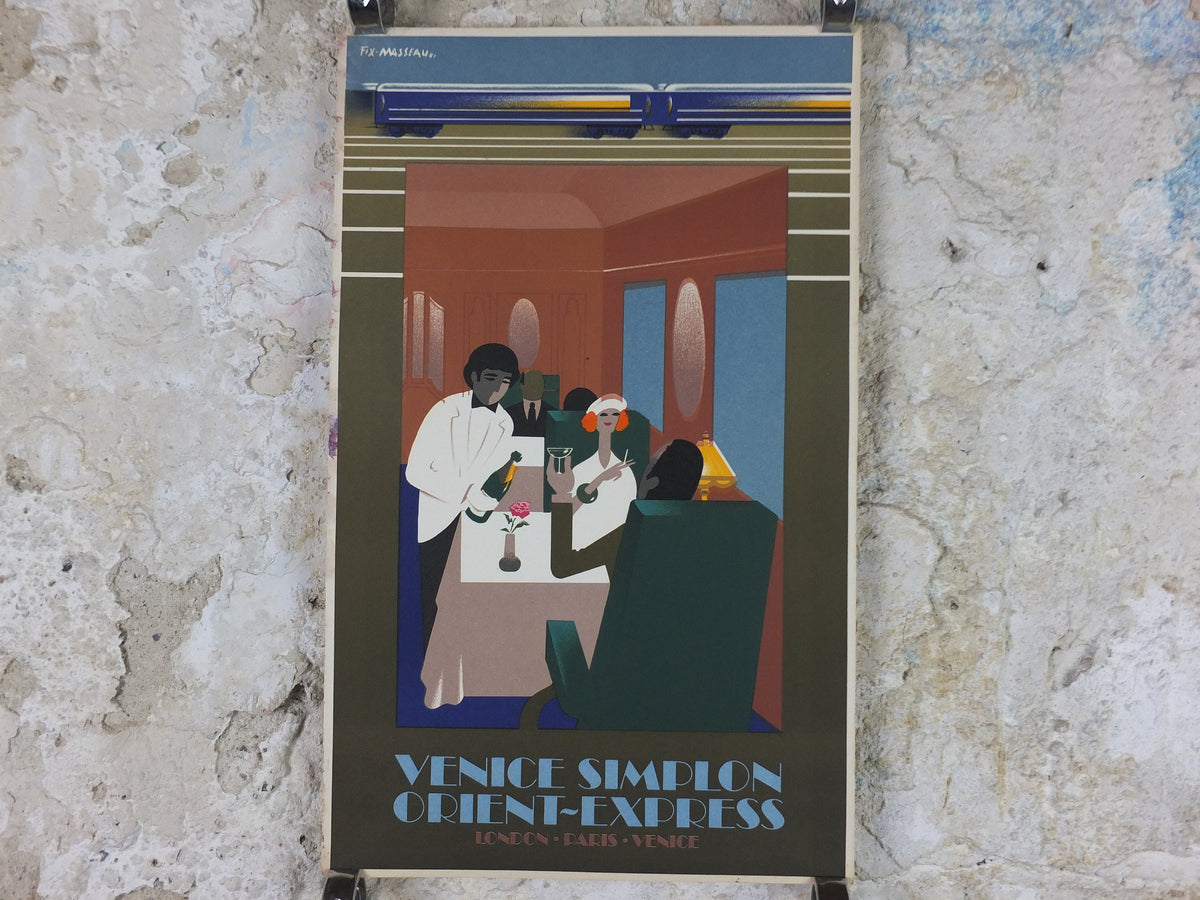Original Venice Simplon Orient Express Poster, Dining Car by Fix Masseau, 1985 limited edition of 200, train, art deco, wall art decor