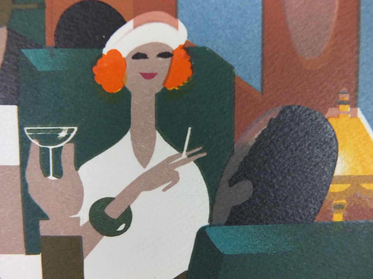 Original Venice Simplon Orient Express Poster, Dining Car by Fix Masseau, 1985 limited edition of 200, train, art deco, wall art decor