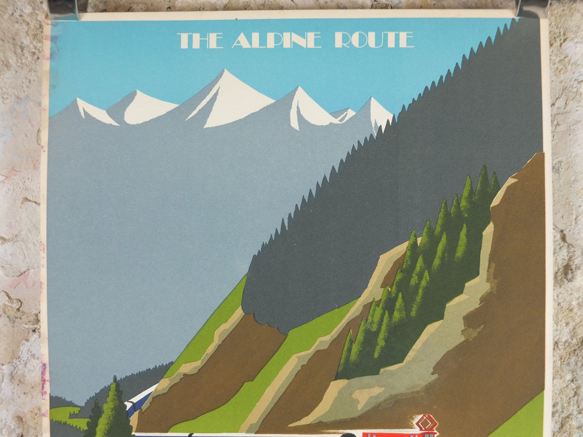 Original Venice Simplon Orient Express Poster, The Alpine Route by Fix Masseau, 1985 limited edition of 200, train, art deco, wall art decor