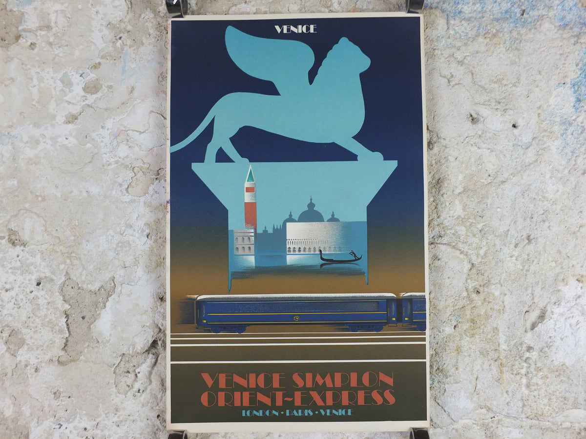 Original Venice Simplon Orient Express Poster, Venice by Fix Masseau, 1985 limited edition of 200, train, art deco, wall art decor