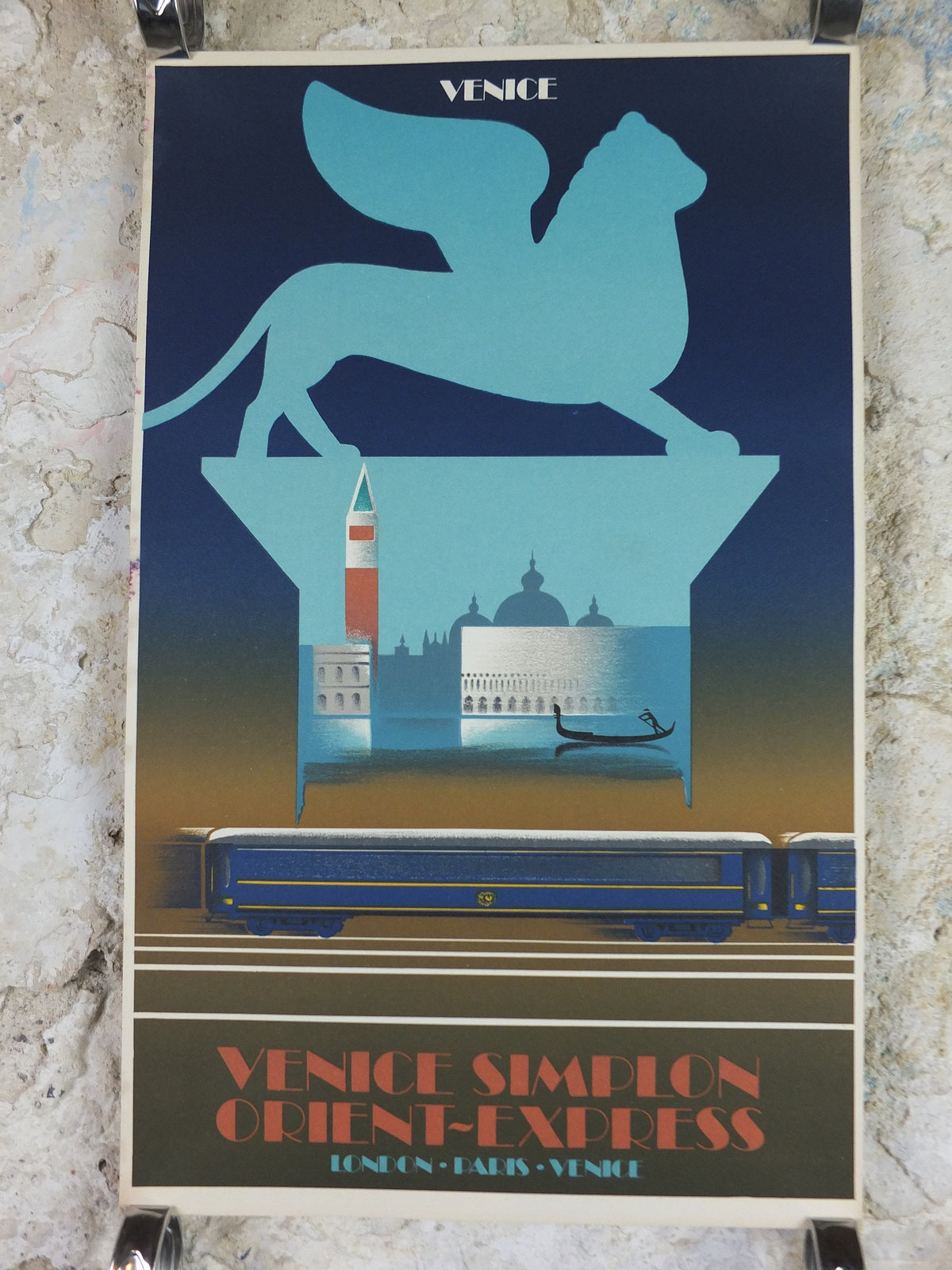 Original Venice Simplon Orient Express Poster, Venice by Fix Masseau, 1985 limited edition of 200, train, art deco, wall art decor