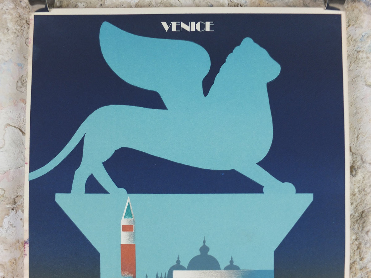Original Venice Simplon Orient Express Poster, Venice by Fix Masseau, 1985 limited edition of 200, train, art deco, wall art decor