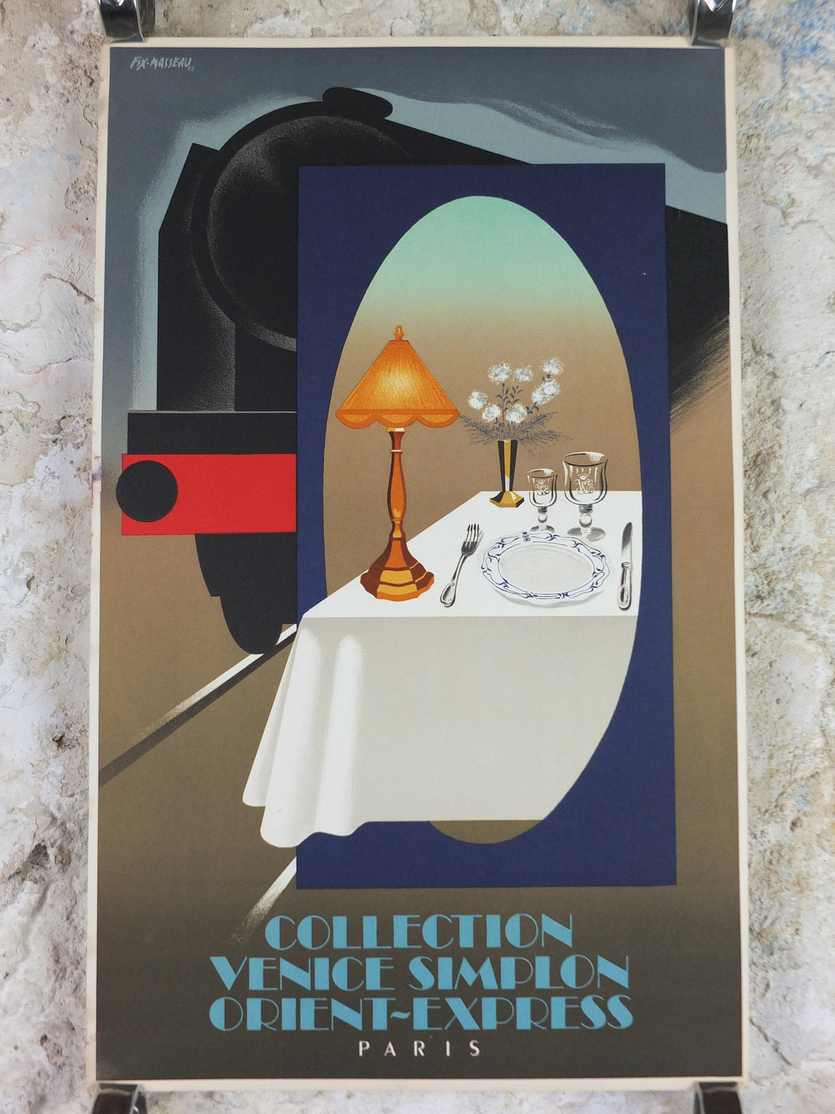 Original Venice Simplon Orient Express Poster, Paris Collection by Fix Masseau, 1985 limited edition of 200, train, art deco, wall art decor