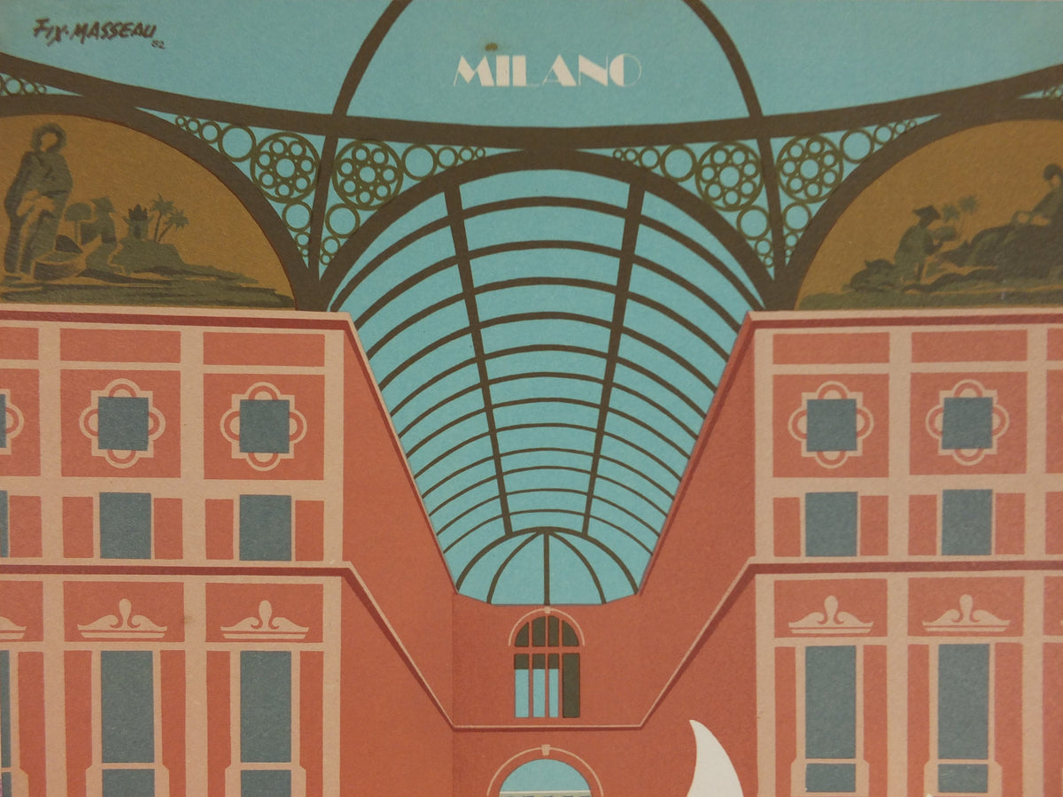 Original Venice Simplon Orient Express Poster, Milan by Fix Masseau, Doves, 1985 limited edition of 200, train, art deco, wall art decor