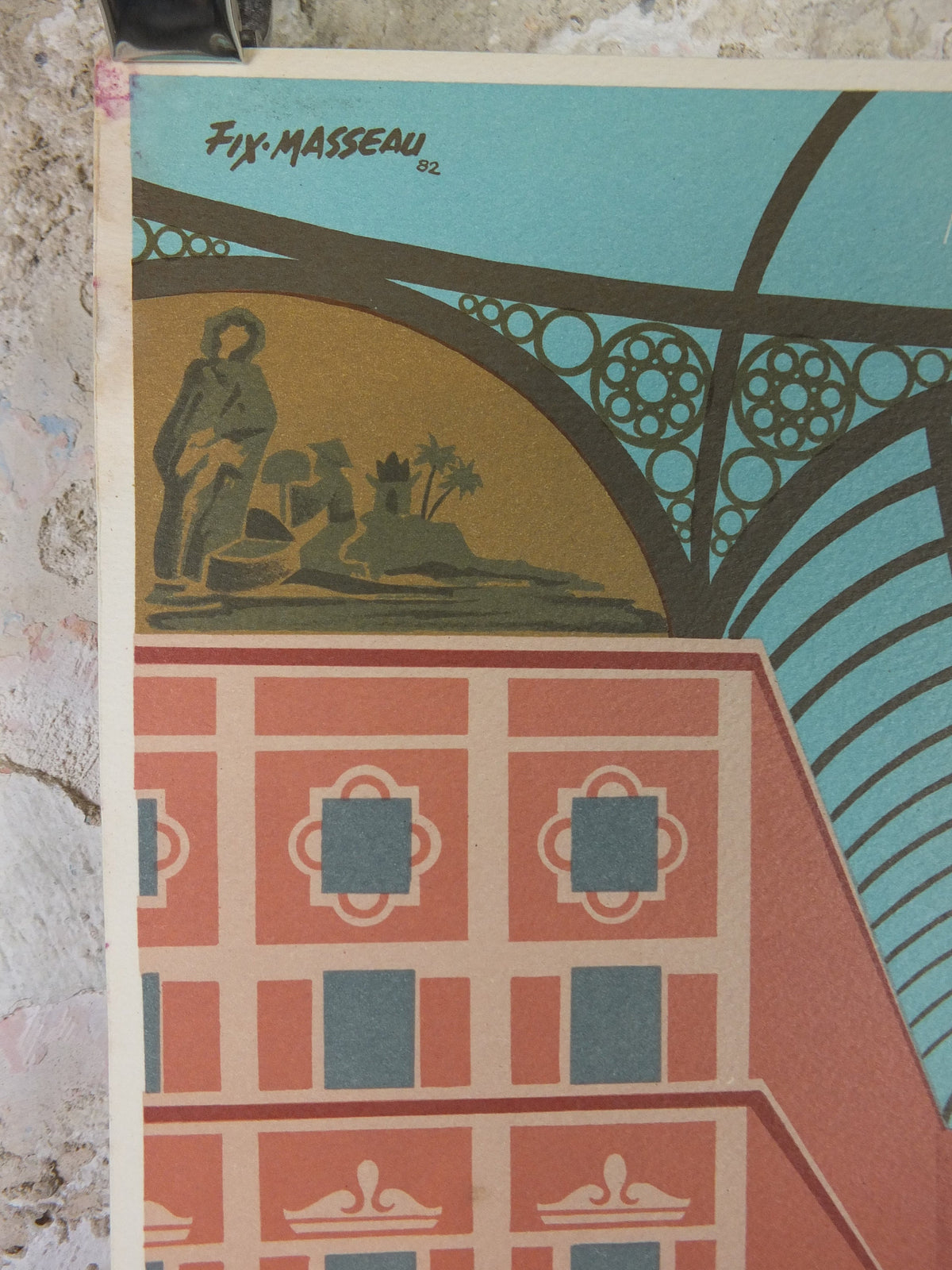 Original Venice Simplon Orient Express Poster, Milan by Fix Masseau, Doves, 1985 limited edition of 200, train, art deco, wall art decor