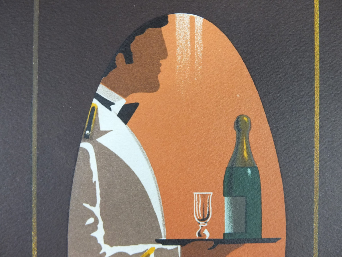 Original Venice Simplon Orient Express Poster, The Waiter by Fix Masseau, 1985 limited edition of 200, train, art deco, wall art decor