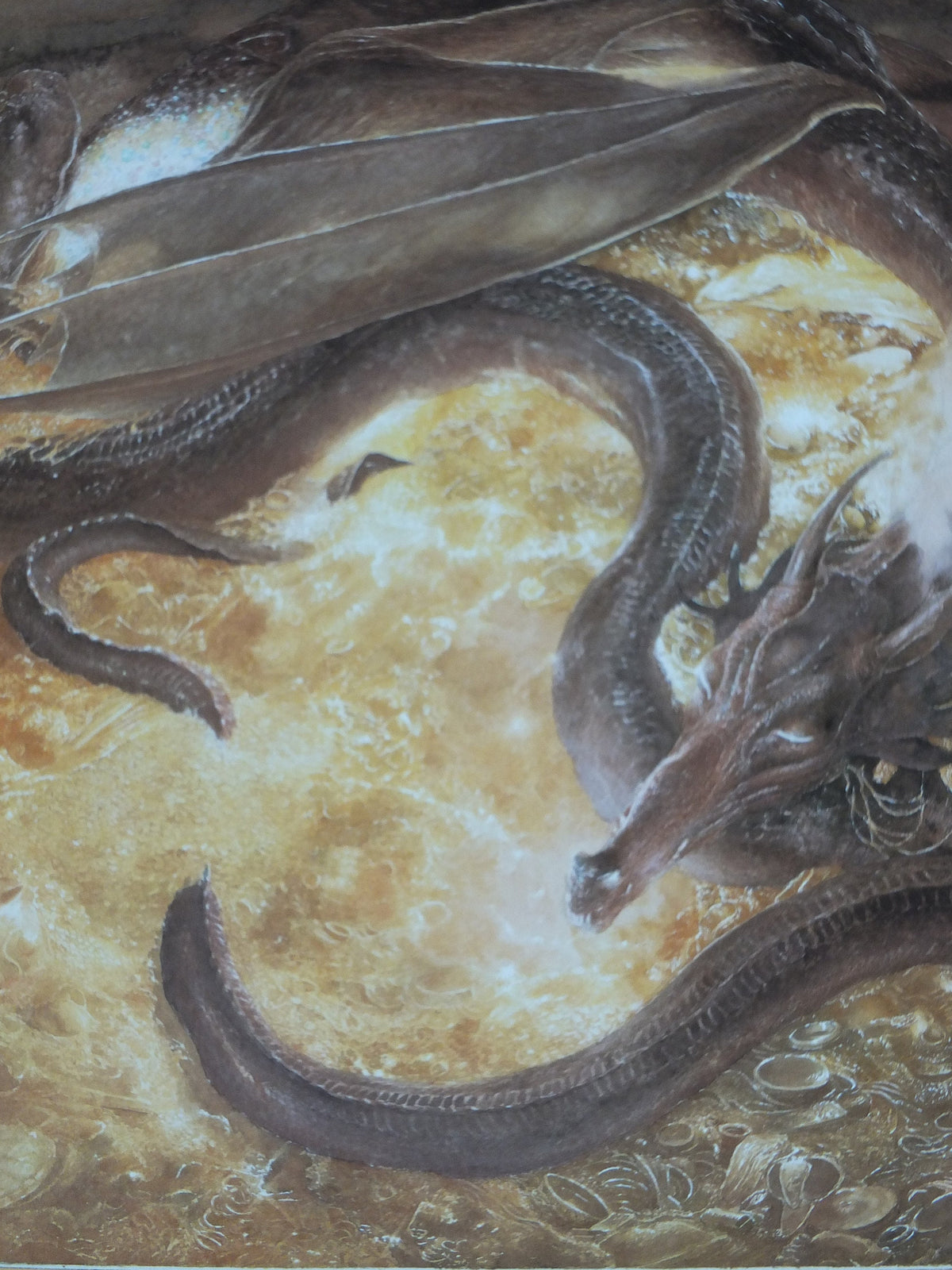 Signed 1997 Smaug Poster, by Alan Lee, Under the Lonely Mountain from The Hobbit, J.R.R. Tolkien, Erebor, illustration print wall art decor