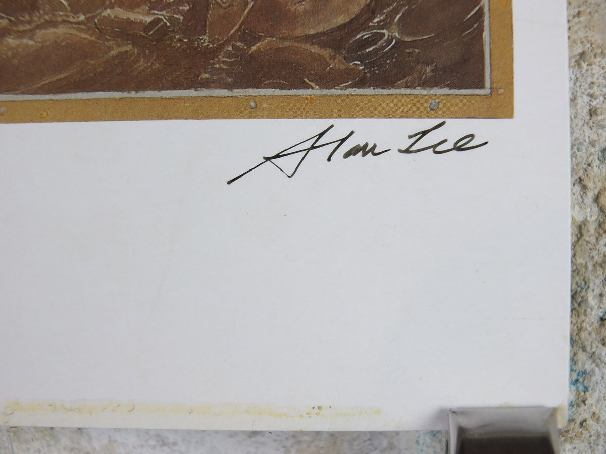 Signed 1997 Smaug Poster, by Alan Lee, Under the Lonely Mountain from The Hobbit, J.R.R. Tolkien, Erebor, illustration print wall art decor