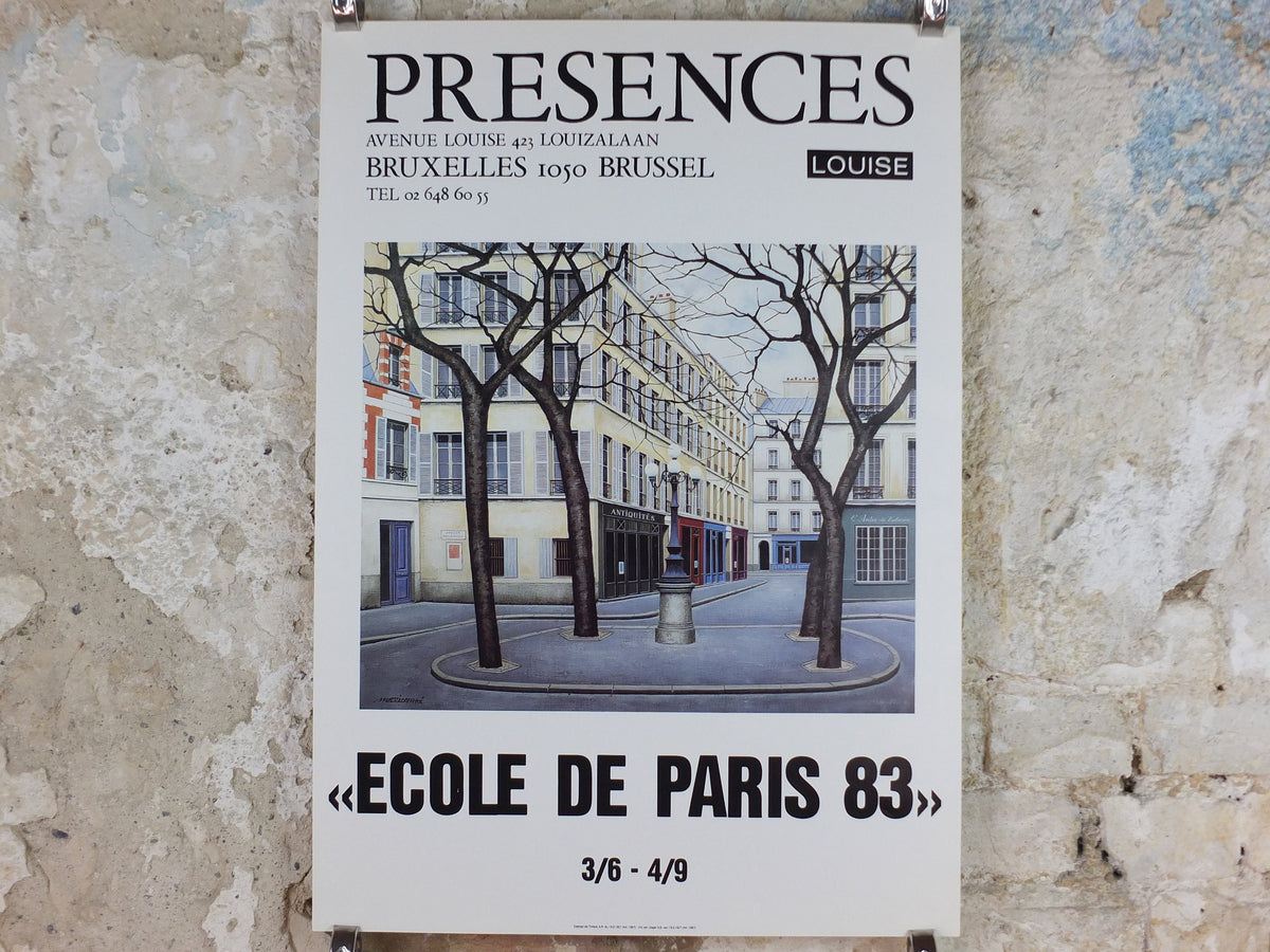 1983 School of Paris Poster, Place Furstenburg, Paris by Angelo Mozziconacci, Ecole de Paris, gallery exhibition, wall art decor