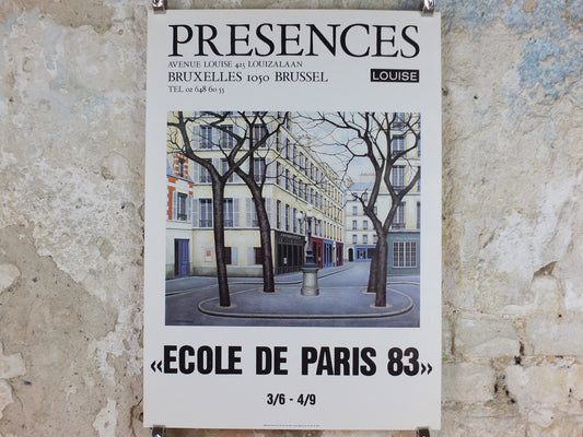 1983 School of Paris Poster, Place Furstenburg, Paris by Angelo Mozziconacci, Ecole de Paris, gallery exhibition, wall art decor