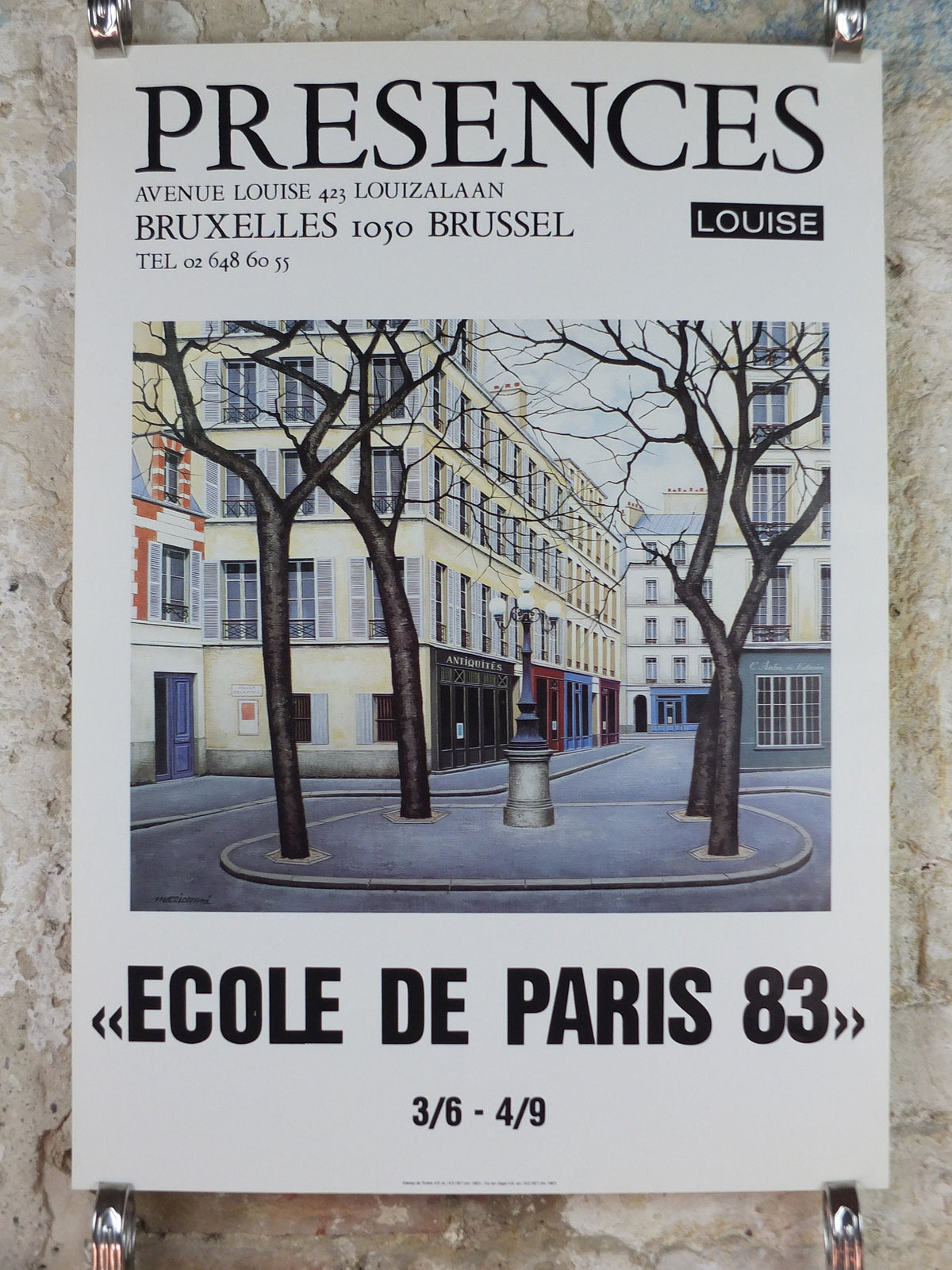 1983 School of Paris Poster, Place Furstenburg, Paris by Angelo Mozziconacci, Ecole de Paris, gallery exhibition, wall art decor