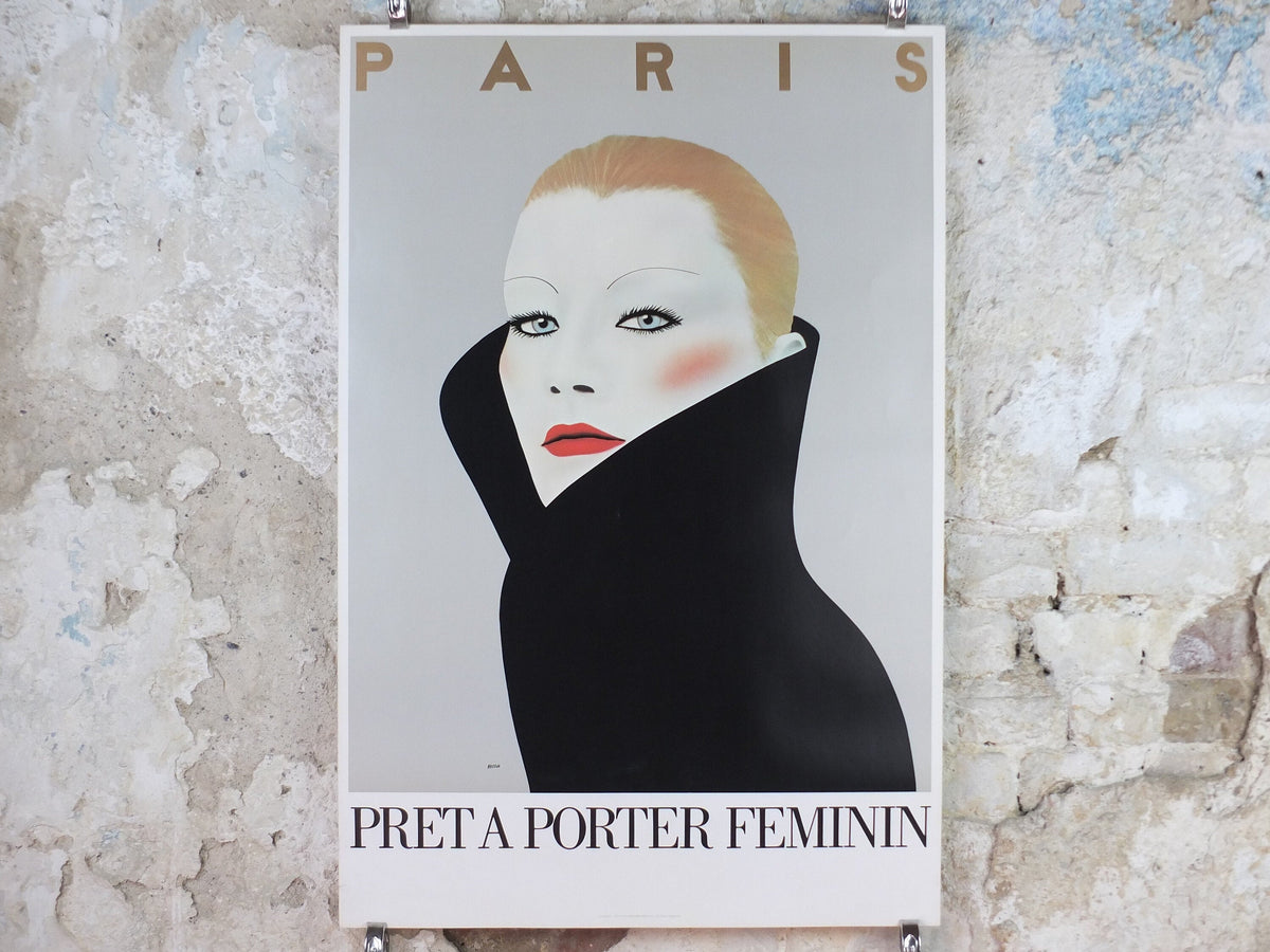 1981 Pret a Porter Feminin Paris Poster, by Razzia, Gérard Courbouleix–Dénériaz, art deco wall art decor