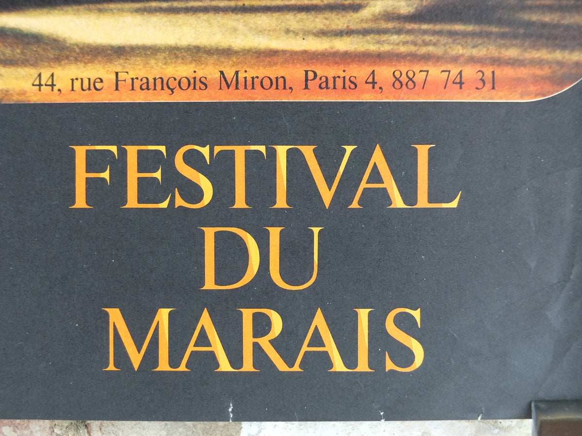 1968 Festival du Marias Poster, ballet with leaping masked classical dancer, Parisian festival, wall art decor