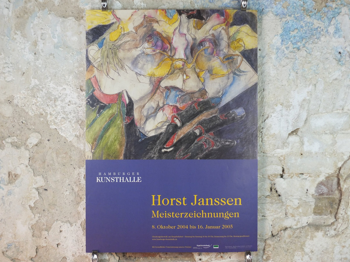 2004 Horst Janssen Poster, Shamed into Paranoia, Hamburg Art Gallery, lithography and print making, gallery exhibition wall art decor