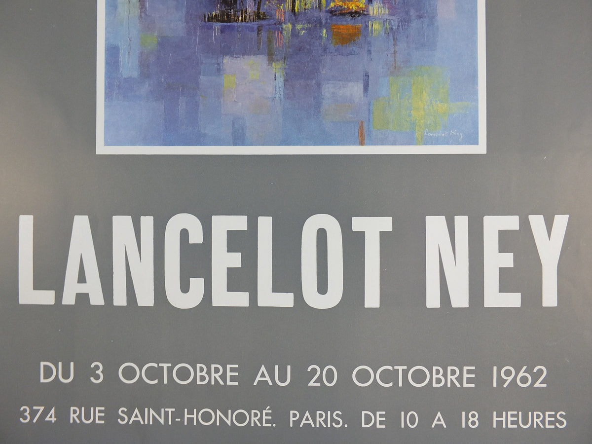 1962 Lancelot Ney Poster, László Ney at Galerie Madsen in Paris, cubism abstract, artist gallery exhibition, wall art decor