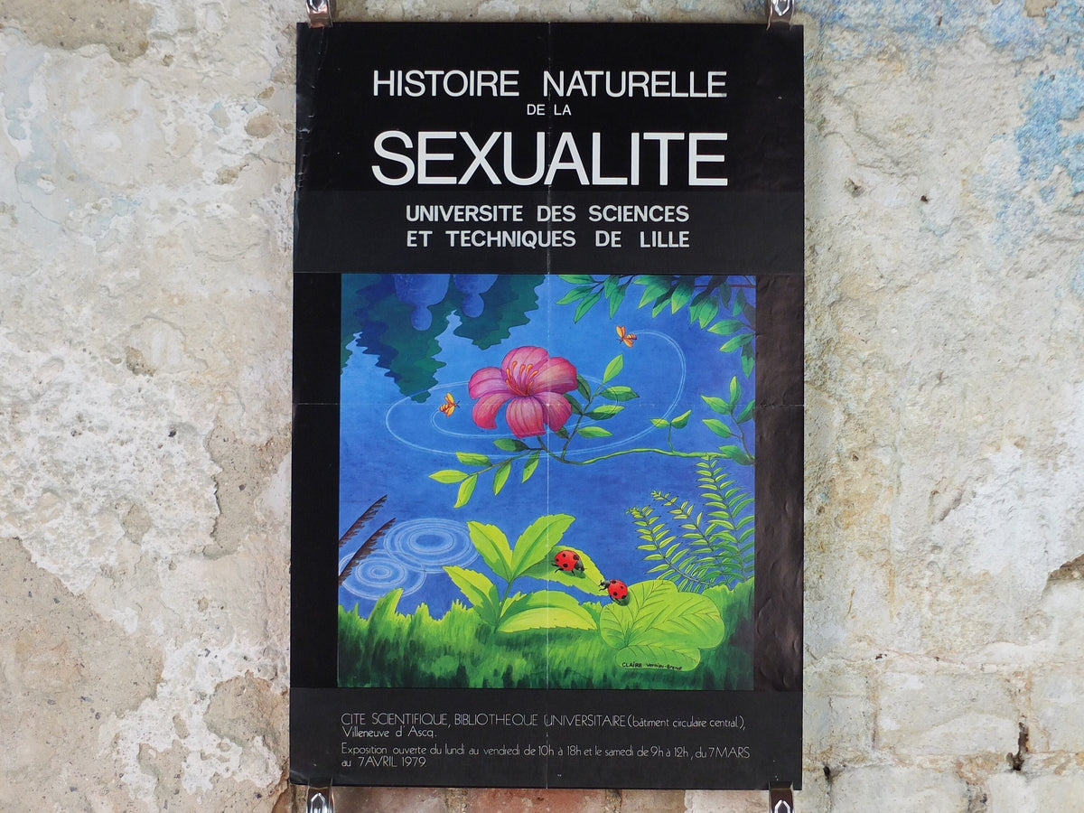 1979 History of Sexuality Poster, Histoire Naturelle de la Sexualite, by Claire Vernaiu-Brenot, wall art decor